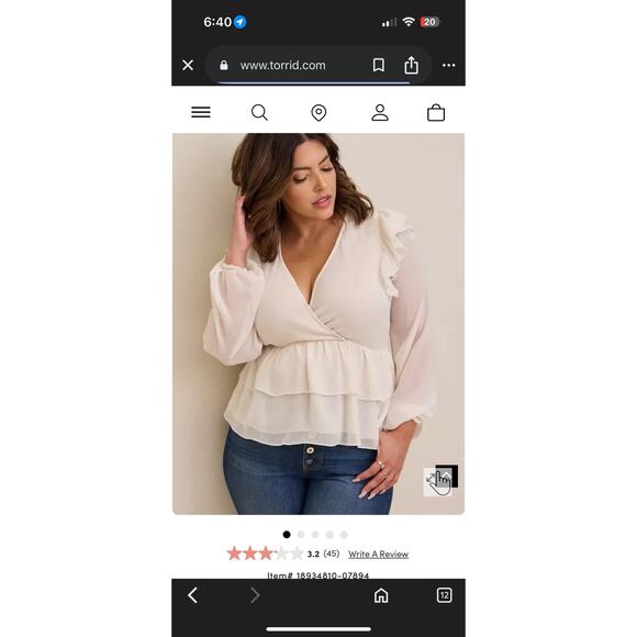 Torrid size 4 Chiffon Ruffled Surplice Crop Top - Picture 4 of 4